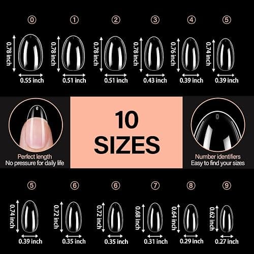 AILLSA Short Oval Round Nails 504PCS Clear Gel Nails Tips Press on False Soft Nails Tip Full Cover Fake Gelly Nails Tips for Nail Extension DIY Home Salon Gift, 10 Sizes Preshaped Nail Tips thumbnail 5