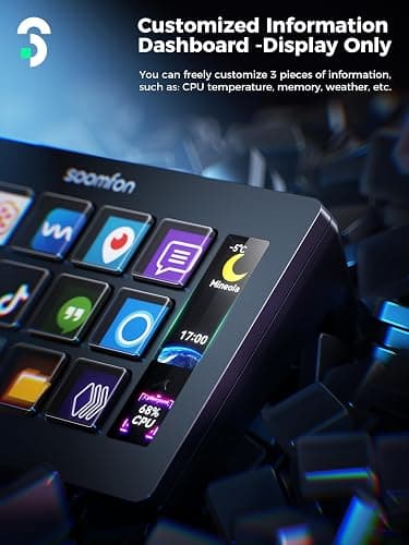 Stream Controller - SOOMFON Stream Control Deck with 15 LCD Macro Keys Customizable to Trigger Actions in OBS Twitch YouTube Compatible with PC & Mac for Content Creators Streaming Gaming thumbnail 4