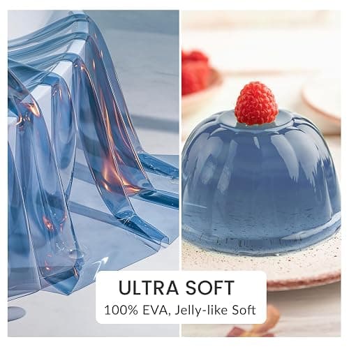 AmazerBath Premium EVA Shower Curtain Clear Blue, Luxury Shower Curtain Blue Jelly-Like Soft, Waterproof Bathroom Curtain with 3 Weighted Stones and 12 Grommets, Recyclable Packaging thumbnail 4