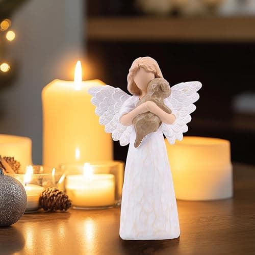 Chocolate Lab Dog Angel Figurine - Sympathy Keepsake, Pet Remembrance for Loss, Rainbow Bridge Figurines, Bereavement Angel Statue, Hand-Painted Condolence for Passed Companion & Pet Lovers thumbnail 5