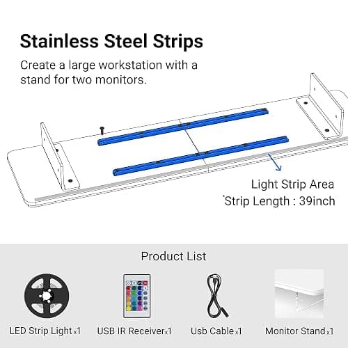 AFOOYO Monitor Stand Riser,31.5-Inch LED Light Wood Computer Monitor Stand with Adjustable Acrylic Legs,Desk Accessories Desktop Organizer Stand for, Computer,Laptop,Printer,PC TV Screen Riser,Black thumbnail 7