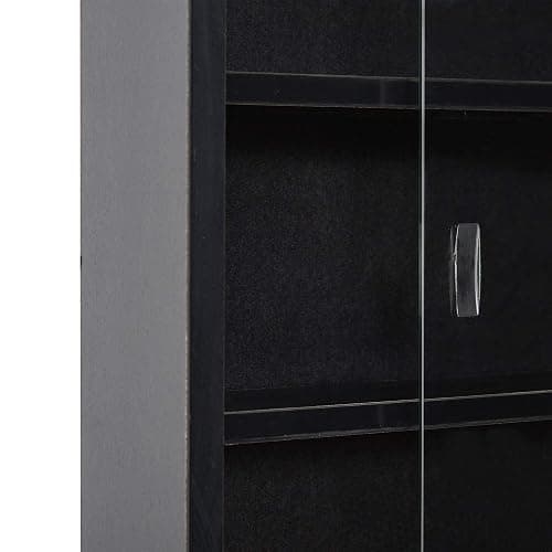 HOMCOM 5-Tier Wall Mounted Display Cabinet Glass Doors 60x80cm Black | Display Case with 4 Adjustable Shelves, Glass Doors, for Home Office Ornaments thumbnail 9