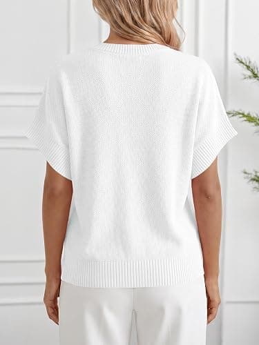 Saodimallsu Womens Short Sleeve Sweaters Crew Neck Lightweight Casual Loose Fit Summer Knit Pullover Tops thumbnail 6