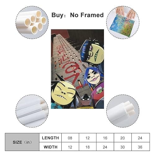 FGBV Gorillaz G Sides Art Poster Decorative Painting Canvas Wall Art Living Room Posters Bedroom Painting 08x12inch(20x30cm) thumbnail 2
