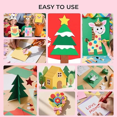 3 otters 200Sheets Construction Paper, Cardstock 8.27" x 11.7", 10 Assorted Colors Card Stock Printer Paper 65lb/180GSM, for Printing, DIY Crafts, Classroom Must Haves, Kids School Supplies, Party Dec thumbnail 8