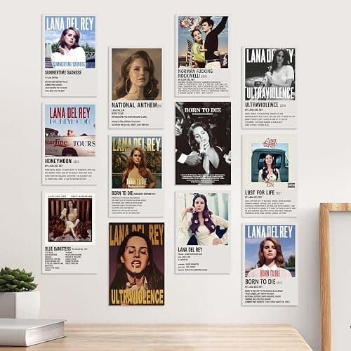 Lidy 12 PCS Lana Poster Music Album Cover Posters Set Merch Wall Art Decor Unframed Canvas Poster Gifts 8x12inch (20x30cm) thumbnail 3