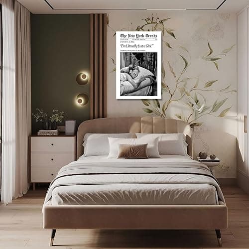 Retro “I'M Literally Just A Girl” Newspaper Poster Black And White Canvas Wall Art Funky Girl Sleep Feminist Aesthetic Prints Painting For Home Bedroom Dorm Wall Decor 8x12in Unframed thumbnail 8