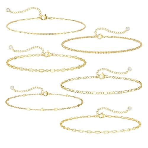 Freekiss Gold Stack Bracelets for Women | Dainty Thin Bracelet Set Trendy 14K Gold Plated Waterproof Bracelets for Women thumbnail 9