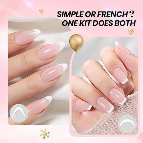 Beetles French Gel Polish Set - White Nude Pink Gel Nail Polish Soak Off UV LED French Tip Manicure with 2 French Manicure Nail Art Sticker Sheets, Classic French Nail Kit for DIY at Home or Salon thumbnail 2