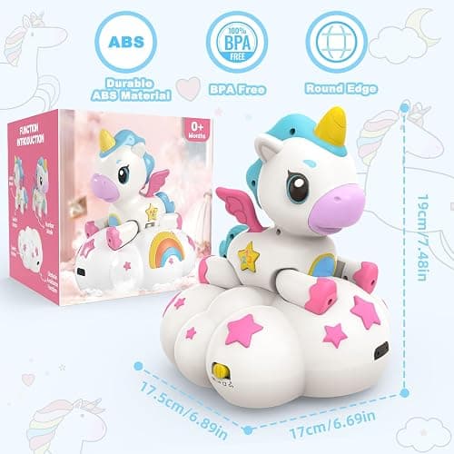 Musical Unicorn Toys for 6 to 12 Months - Baby Crawling Toy with Light-up for 1+ Year Old Girl Boy,Infant Tummy Time Sensory Development Toys with ABC/123 Modes,Birthday Gift 1 Year Old Boys & Girls thumbnail 2
