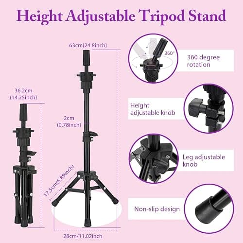 Neverland Beauty Mannequin Head with Hair with Tripod Stand, 26-28" Cosmetology Mannequin Head with Stand, Doll Head for Hair Styling Braiding Practice Manikin Head with Tripod, Ombre Golden thumbnail 4