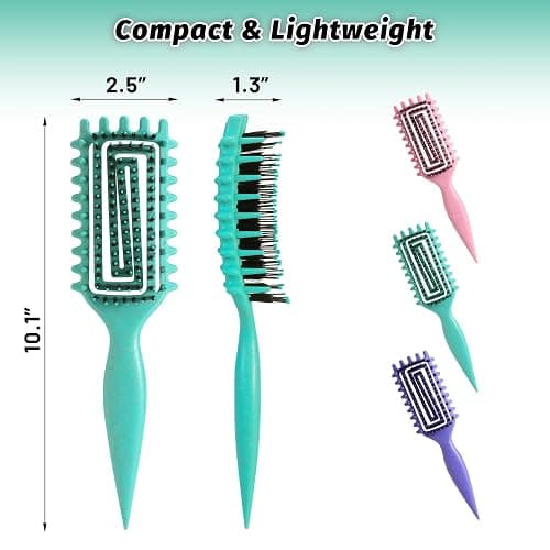 Curly Hair Brush Defining, Vented Curl Defining Brush for Effortlessly Detangling Shaping and Styling Women's Men's Curls on All Wet or Dry Hair Types, Reduces Frizz (Green) thumbnail 6