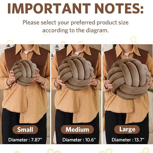 Sioloc Soft Knot Ball Pillow - Round Throw Cushion for Home Decoration, Handmade Plush Knotted Pillow (10.6 Inches, Brown) thumbnail 7