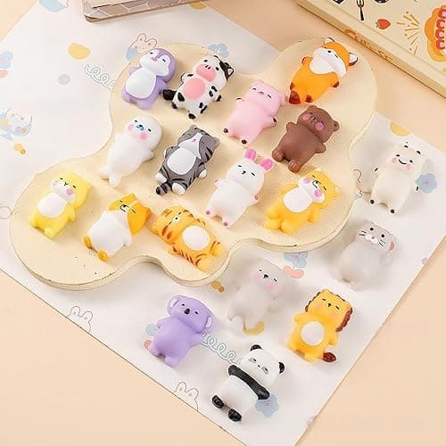Luckana 12 Pcs Mini Animal Tabas Squishies Fidget Toy with Bell,Cute Stress Relief Squeeze Toys Party Favor Keychain Set Gift,Random Style thumbnail 8