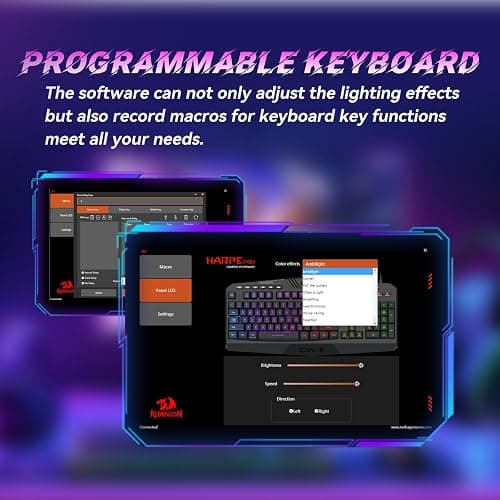 Redragon Updated Programmable Gaming Keyboard and Mouse, RGB Backlit Keyboard Mouse with Software, Independent Macro Record Keys, Value Combo Set, White - S101-3 PRO thumbnail 4
