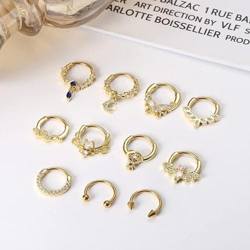Morfetto 16G Septum Anneaux Septum Bijoux Septum Piercing Bijoux Mignon Serpent Papillon Septum Anneau Daith Boucles d'oreilles thumbnail 8