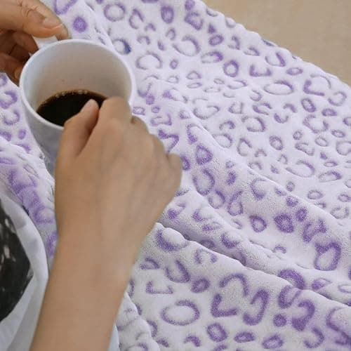 FY FIBER HOUSE Purple Blanket Cheetah Print Throw Blanket Leopard Decor, 50"X60" thumbnail 8