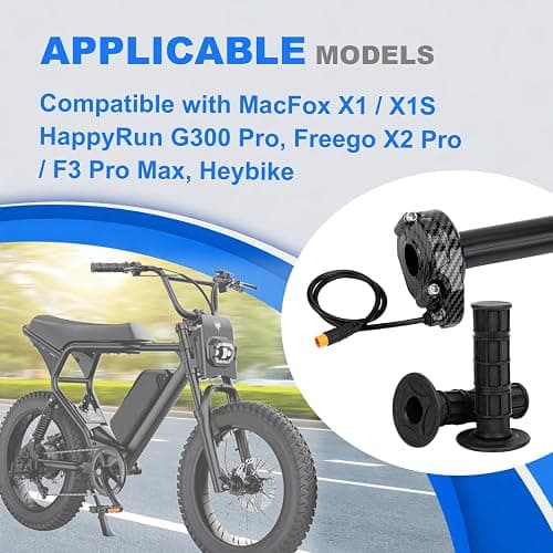 Ebike Full Twist Throttle for Macfox, 3 Pin Surron Style Throttle Grip Kit 12V-72V Compatible with HappyRun Freego Heybike Electric Dirt Bike thumbnail 2