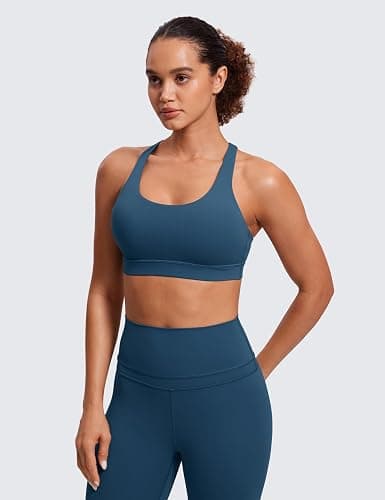 CRZ YOGA Naked Feeling Strappy Padded Sports Bras for Women - Fitness Workout Top Criss Cross Back Yoga Cami thumbnail 2