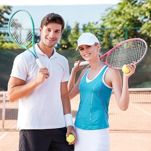 HIRALIY Tennis Rackets 2 Pack for Adults Beginners - 27 Inch Lightweight Aluminum Tennis Racquet Set with 3 Balls & Carry Bag - Vibration Dampening & Large Sweet Spot for Men Women Couples thumbnail 8
