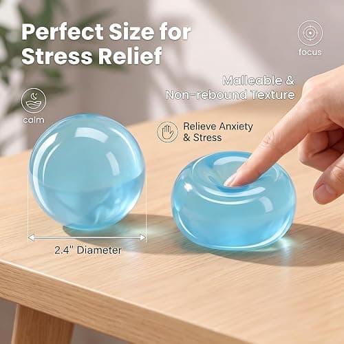 Coconut Oil Squishy Blue Stress Relief Toy Formable No-Rebound Stress Ball | Sensory Toy for Calming Anxiety Relief, The Perfect Gift for Family and Friends Ideal for Studying, Work Focus and Relaxation thumbnail 3