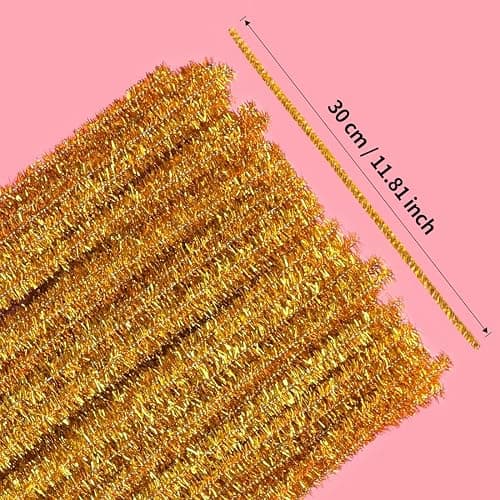 GAGANIU Glitter Gold Craft Pipe Cleaners, Bright Color Chenille Stems for Crafts – 12 inch Craft Supplies for DIY Projects, Art Activities, Decorations & More thumbnail 2