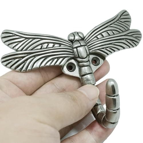 Lcyolada Dragonfly Hooks Wall Mounted Cloak Rack, Animal Heavy Duty Vintage Decorative Hooks, Indoor Outdoor Universal Cloak Rack Hooks for Coat Towel Robe Clothes Hats Bags Keys, Pack of 4 thumbnail 7