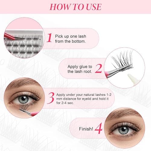 Lashes Cluster 72 Pcs Individual Lashes D Curl 8-16 mm Length, DIY Eyelash Extension False Lashes Soft Fluffy Cluster Eyelas (MIX-2) thumbnail 6