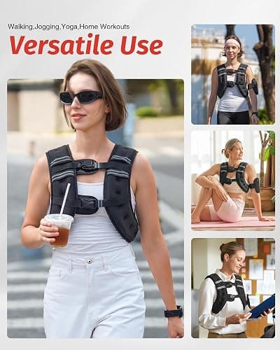 ZELUS Weighted Vest, 6lb/8lb/12lb/16lb/20lb/25lb/30lb Weight Vest with Reflective Stripe for Workout, Strength Training, Running, Fitness, Muscle Building, Weight Loss, Weightlifting thumbnail 6