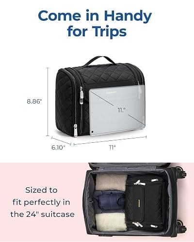 BAGSMART Makeup Bag for Women with Hanging Hook - Portable Cosmetic Case, Large Capacity Door Room Essentials Travel Organizer for Full Sized Cosmetics and Toiletries, Black thumbnail 5