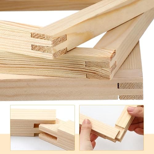 Hotop 6 Sets Stretcher Bars for Needlework 6 Sizes Wooden Canvas Stretcher Bars for Needlepoint Embroidery Stitch Frame Set Bundle with Crafts thumbnail 3