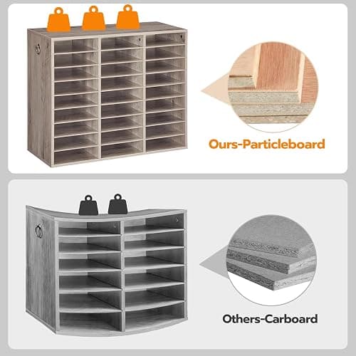 HOOBRO Literature Organizer, 27 Compartments Wooden Mail Organizer, Countertop Literature Sorter with Adjustable Shelves for Home, Office, School, Student Mailbox for Classroom, Greige BG27WF01 thumbnail 8