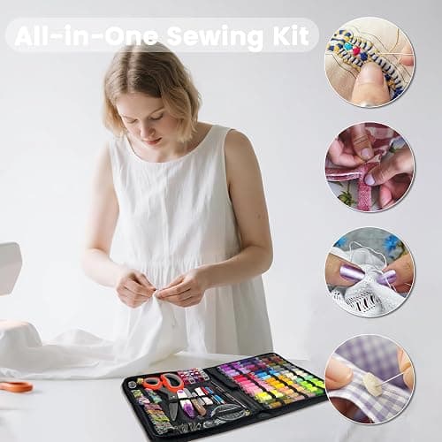 HYHJMISTY Sewing Kit for Adults, 50 Color Sewing Thread Kit, 295PCS Sewing Accessories with Ergonomic Scissors, Portable Professional Mending Essentials for Travel, Home, Beginners thumbnail 9