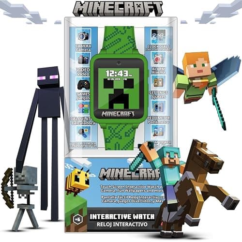 Minecraft Kids Smart Watch – Touchscreen Interactive Watch with 10 Customizable Clock Faces, Built-in Camera, Video Recorder, Alarm, Calculator, Games & Pedometer – Fits Wrists 5.5" to 8" thumbnail 9
