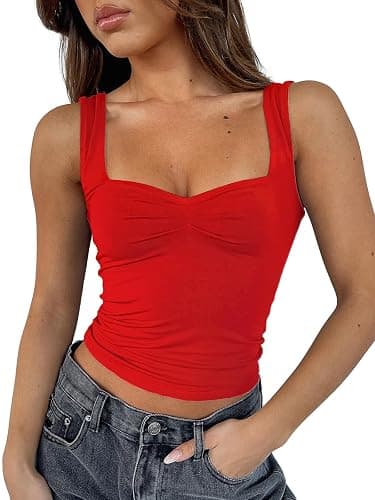 ForeFair Women Sleeveless Sexy Backless Going Out Crop Top Y2K Strappy Ruched Tank Top Summer Tight Slim Fit Cute Tops - Image 1