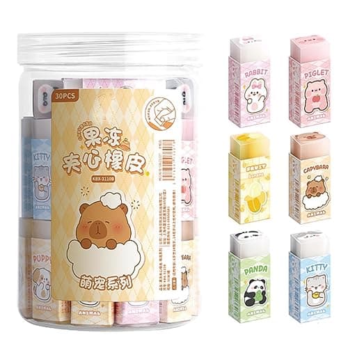 30 Pcs Cute Erasers Cartoon Animal Eraser Kawaii 3D Erasers Pencil Eraser for Students Girls Boys Women School Office Supplies Small Eraser Gift Pack (Animal) - Image 1
