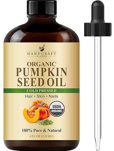 Handcraft Blends Cold-Pressed Organic Pumpkin Seed Oil in Glass Bottle - 4 Fl Oz - 100% Pure and Natural - Premium Grade Carrier Oil for Hair, Skin, Nails - Ayurvedic Skin Care - Image 1