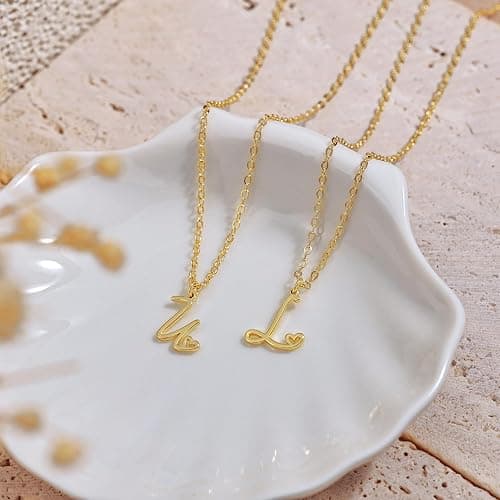 Tewiky Initial Necklace for Women-14k Gold Plated Dainty Letter Necklaces Trendy Cute Custom Personalized Monogram thumbnail 8