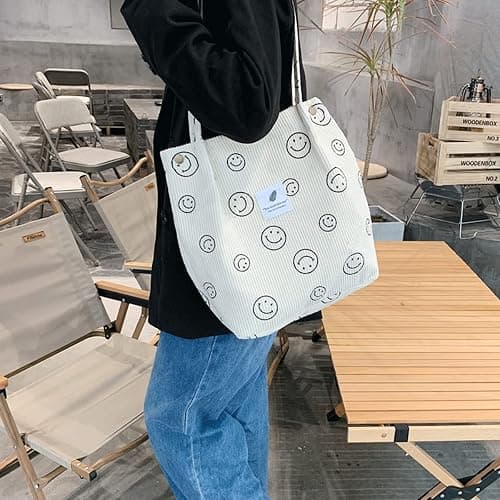 JARKJARD Corduroy Tote Bag Aesthetic Cute Tote Bags Large School Shoulder Bags for Girls Trendy Stuff thumbnail 2