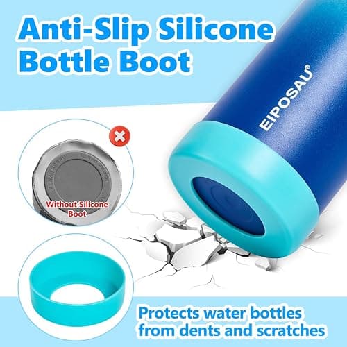 Insulated Water Bottle with Lid & Boot & Stickers, 40 oz Stainless Steel Sweat Free Bottle Keep Cold 24H, BPA-Free Sports Wide Mouth Water Bottle, CyanBlue thumbnail 7