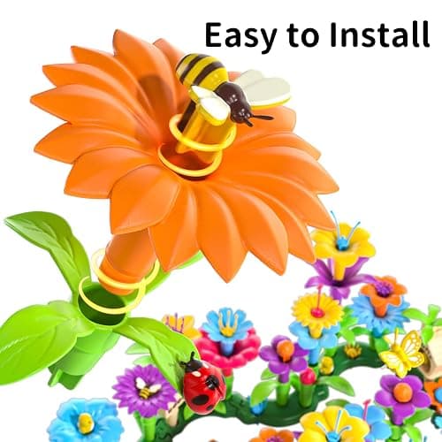 TEMI 224 PCS Flower Garden Building Toys for Girls Toys, Educational STEM Toy and Preschool Garden Play Set for Toddlers 3 4 5 6 7 8 Year Old Kids Boys Girls, Flower Stacking Toys for Kids Age 3-8 thumbnail 5
