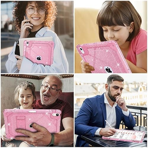 ZoneFoker for iPad Air M3 13 Inch Case 2025, for iPad Air M2 13-inch 6th Gen 2024 Glitter Slim Cover with Pencil Holder Heavy Duty Shockproof Hard Protective Case with Kickstand for Kids, Pink - for iPad Air 13" - #02 Pink Glitter thumbnail 7