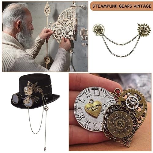 50g Steampunk Zahnräder Set, Vintage Metall Anhänger für Schmuck Basteln & Deko, Handwerk Zubehör. thumbnail 5