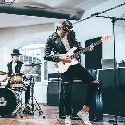 GLARRY Full Size Electric Bass Guitar Beginner Kit 4 String Exquisite Basswood Bass with 20W AMP, Cable, Strap, Bag and Accessories (White, 39"Right Handed) thumbnail 7