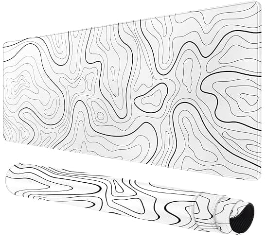 Rcege Large Mouse Pad for Desk - Gaming Mouse Pad with Stitched Edges, Anti-Slip Base for Keyboard and Mouse(White Line, 31.5L x 15.8W inches) - Image 1