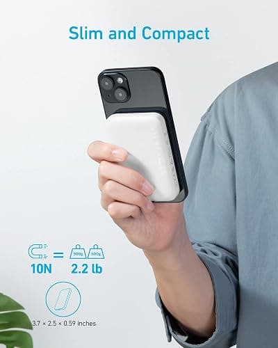 Anker 321 MagGo Battery (PowerCore Magnetic 5K), 5,000mAh Magnetic Wireless Portable Charger, Compatible with iPhone 15/15 Plus/15 Pro/15 Pro Max, iPhone 14/13/12 Series (White) thumbnail 2
