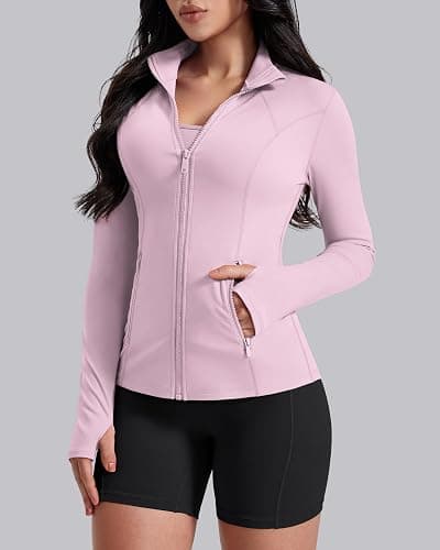 AVGO Womens Workout Jackets Lightweight Athletic Zip Up Jacket Slim Fit Running Gym Top with Pockets & Thumb Holes thumbnail 2