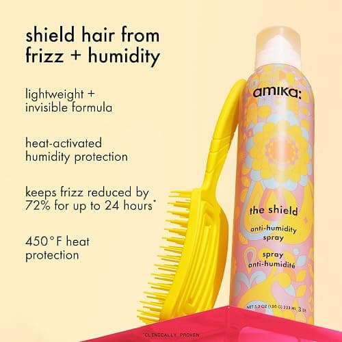 amika the shield anti-humidity spray | lightweight, invisible heat protection spray, contains UV filters, for smooth, frizz free hair thumbnail 2