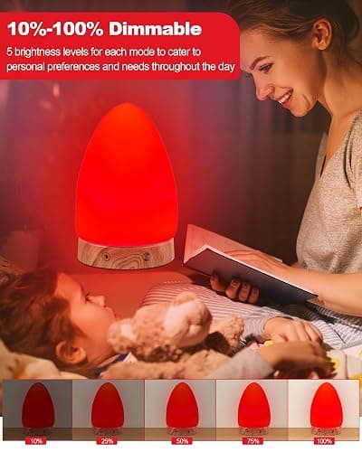 Red Light Night Light Lamp for Sleep, Red Nightlight Desk Lamp with 670nm Wavelength Multi-Color and Brightness Options Remote Control USB Charging Elegant Design thumbnail 6