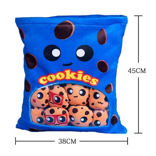 Nenalayo Plushies Doll a Bag of Cookie Toy Stuffed Soft Snack Pillow Plush Yummy Food Toy for Birthday Gift, Stuffed Toy Game Pillow Cushion Gift for Kids (Blue) thumbnail 3